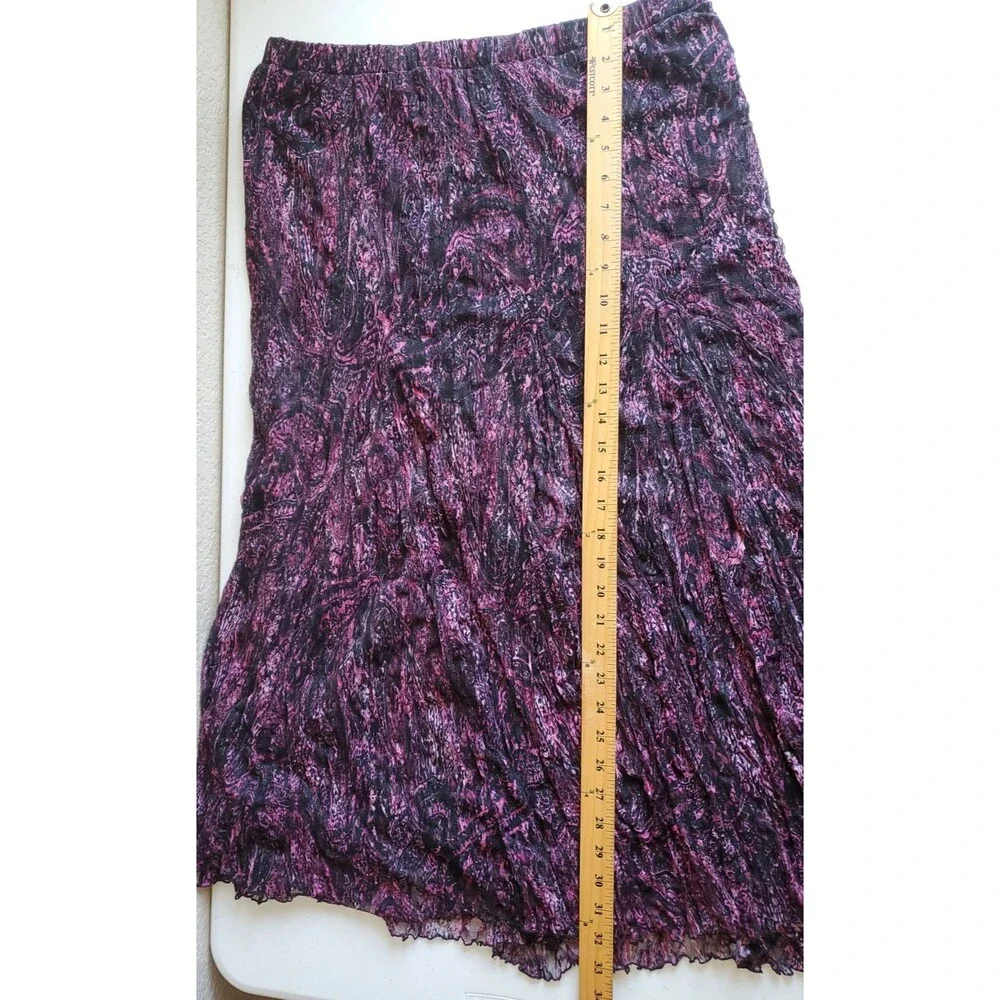 Chicos 2 Pleated Midi Skirt  Whimsigoth Fairycore Romantic Crinkle Boho Artsy M